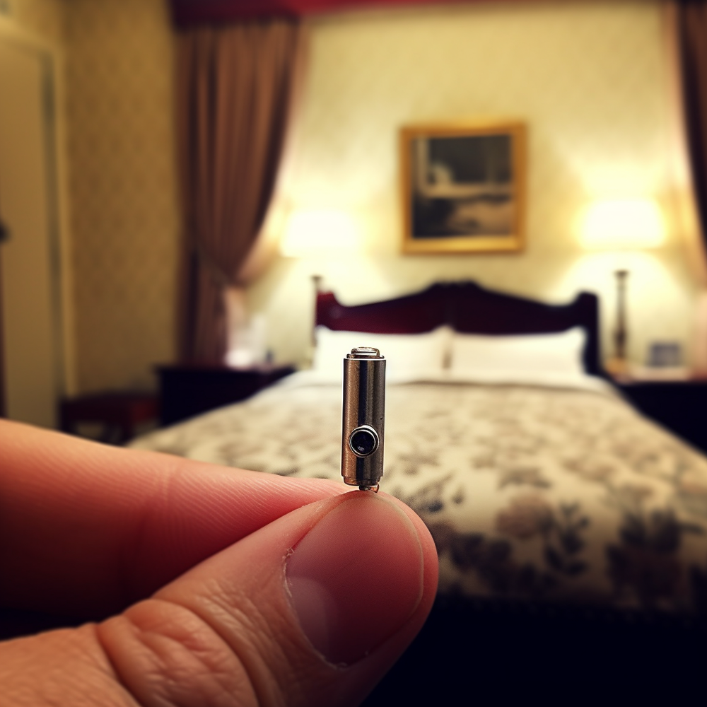 Tiny hidden camera lens found in a hotel room